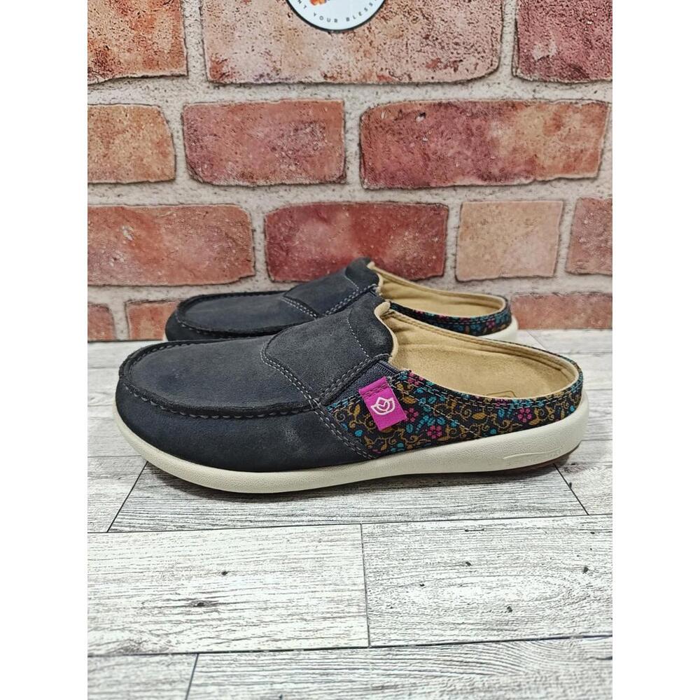 Spenco Shoes Womens Size 5B Irongate Floral Gray Siesta Via Slip On Comfort